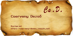 Cserveny Dezső névjegykártya