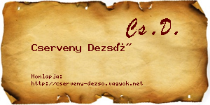 Cserveny Dezső névjegykártya